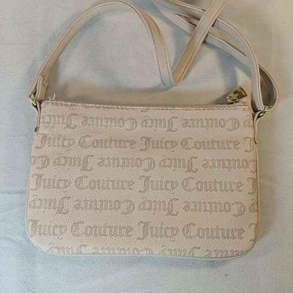 Juicy Couture Pink Beige Cream Shoulder Purse Bag wallet pouch insert Gold Y2K - Picture 7 of 16